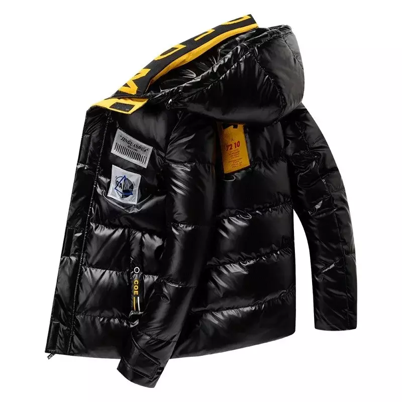 Мужская кожаная куртка с капюшоном, черная Водонепроницаемая теплая куртка с воротником-стойкой, повседневная верхняя одежда, осень-зима 2023
