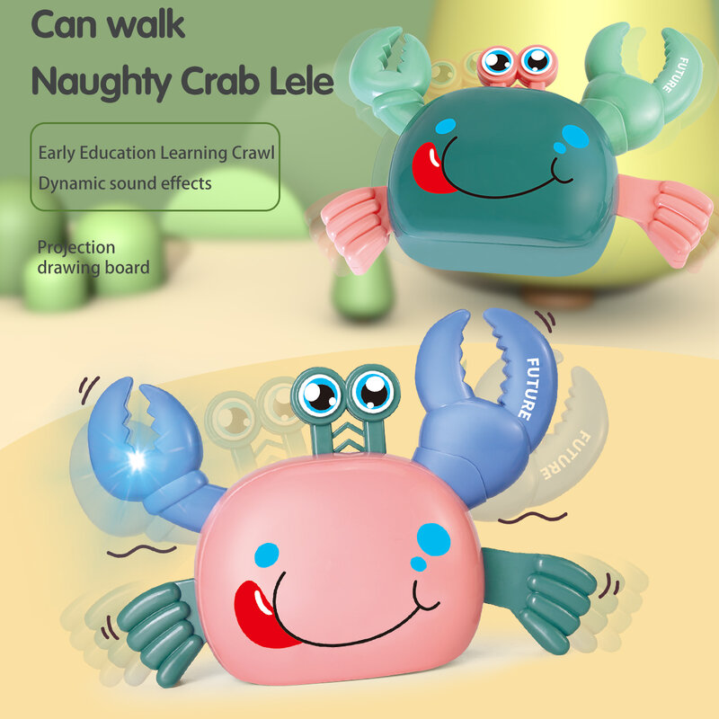 "Children's Electric Sensing Crab Toy, Crawling and Running Crab Baby Early Learning Crawl Toy "
