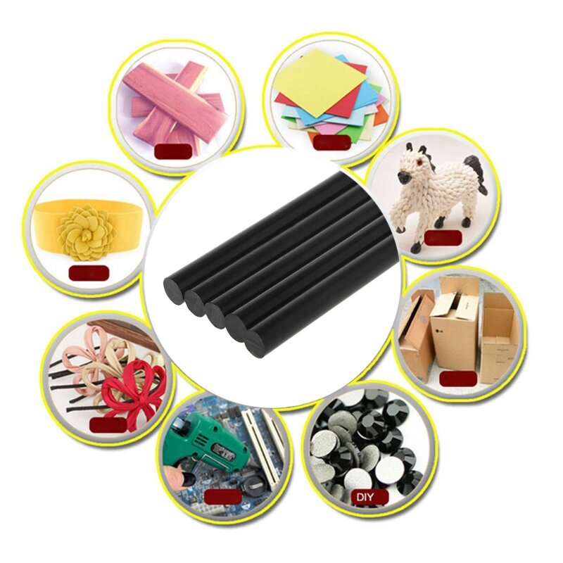 5pcs Hot Melt   Black High Adhesive 11mm For DIY Craft Toys Repair Tool