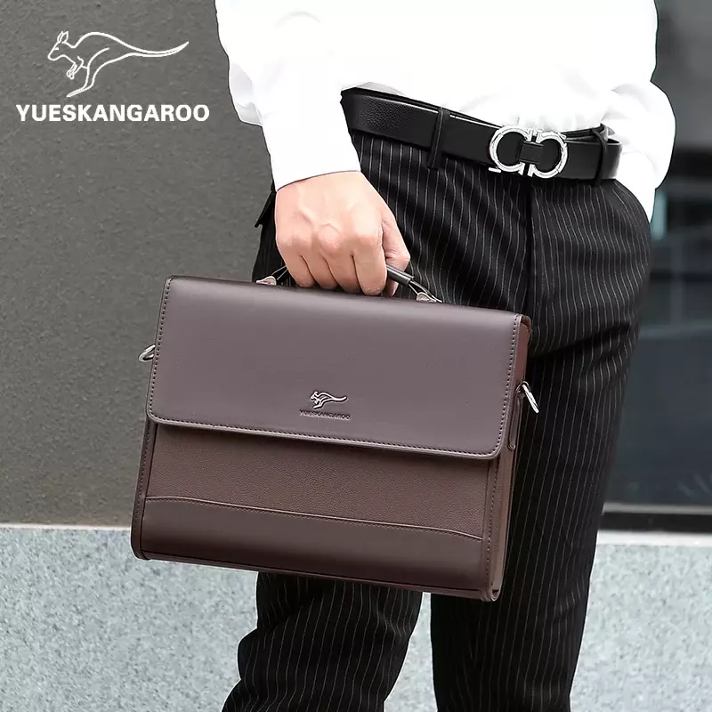 Tas tangan kulit Pu pria, tas jinjing bisnis tas bahu untuk pria 2024 merek tas Laptop pengatur dokumen