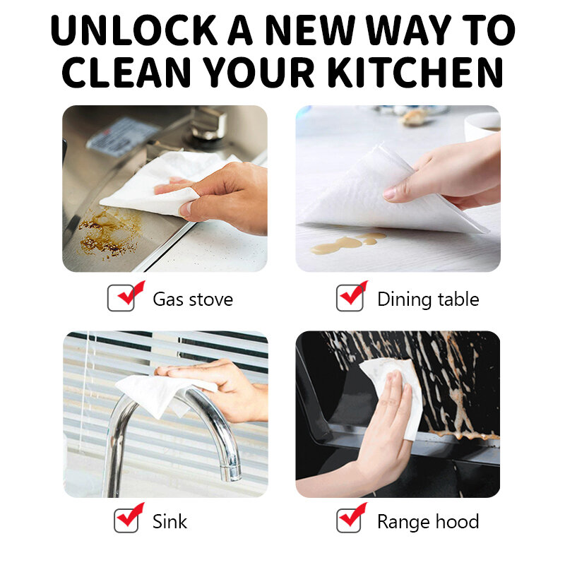 2 pack (160 pcs) kitchen no-rinse grease mat wipe cloths dishwashing wipes dishwashing wipes Kitchen Cleaning Wipes No Rinse