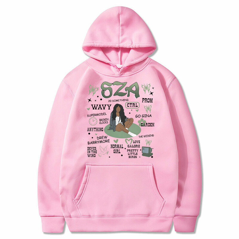 Rapper SZA Ctrl Hip Hop Vintage Oversized Men Women Casual Hoodie Tops Unisex Loose Y2k Streetwear Male Fleece Cotton Sweatshirt