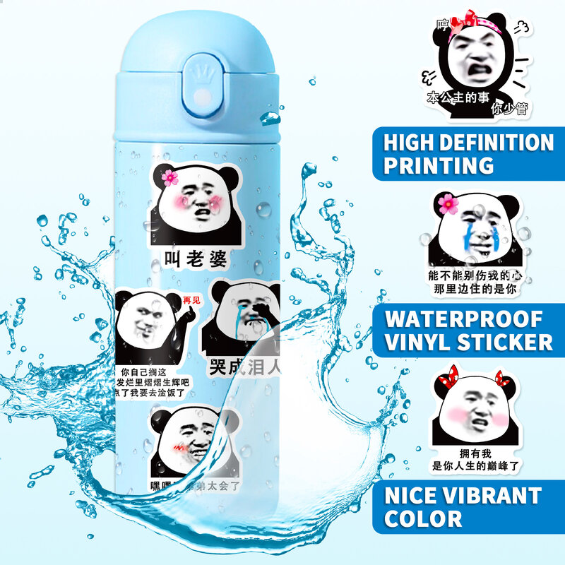 10/30/50PCS Cartoon Panda Head Fun Sticker Animal Graffiti iPad bagaglio casco chitarra adesivo da parete fai da te decorazione giocattolo all'ingrosso