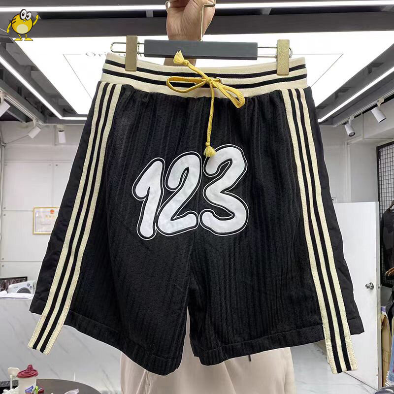 Pantalones cortos de RRR-123 para hombre y mujer, Shorts informales de playa, transpirables, estilo Hip Hop, color negro y albaricoque, 2024