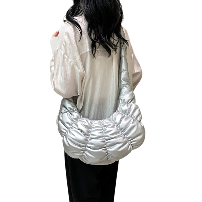 Damska torba na ramię, jednokolorowa, pikowana torba na ramię ze skóry PU o dużej pojemności