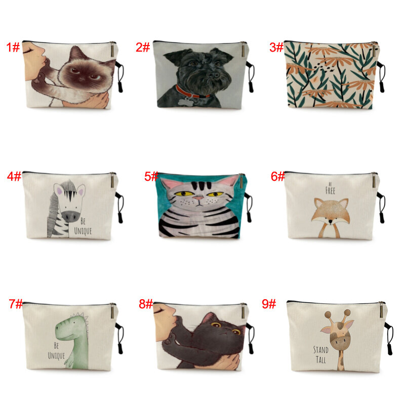Cartoon Animal Cat Dog Print Makeup Bag Cosmetic Bag (Limited Sale 5 Orders Each Day )