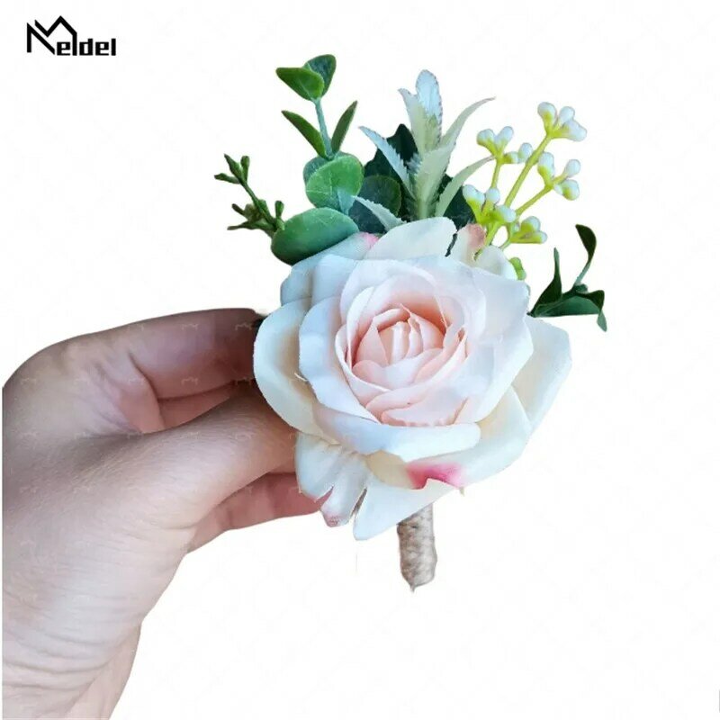 Matrimonio corpetto Boutonnieres fiori per gli uomini ospiti accessori per il matrimonio simulazione rose Buttonhole Pin Groom spilla corsetti