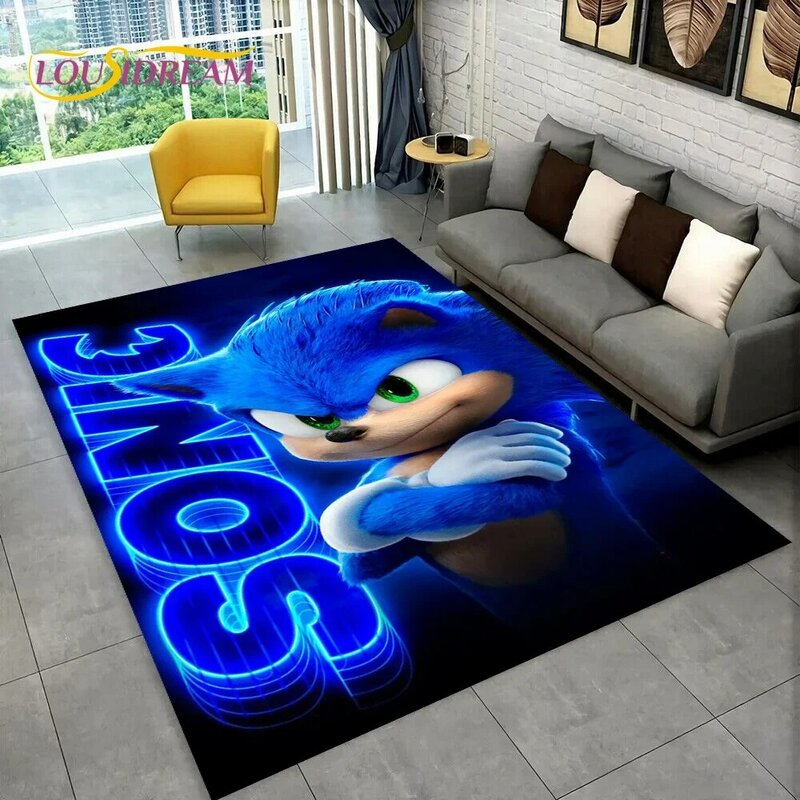 3D игровой мультяшный ковер S-Sonic для дома, гостиной, спальни, дивана, Декор, детская игровая площадка, нескользящий напольный коврик
