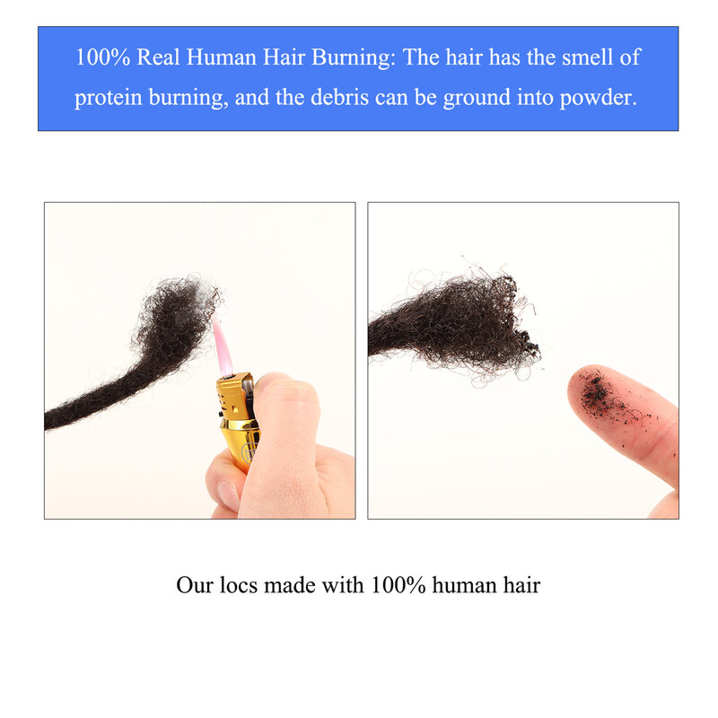 Conector de serrure para cheveux 100% humain fait a la main noir natural, rastas de 0,6cm