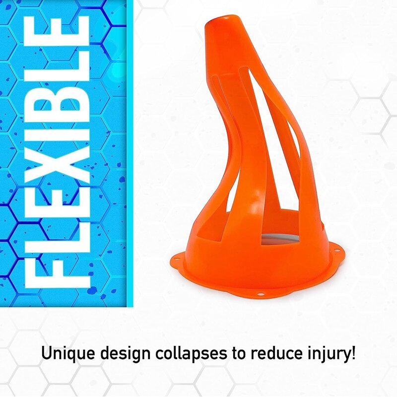 Flexible Orange Goal Cones For Drills + Practice For Training + Games - 9 Inches