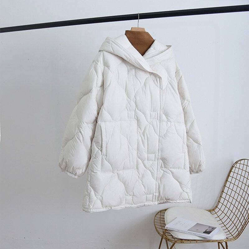 Winter 90% White Duck Down Coat Women Fashion Parkas Women Elegant New Solid Puffer Jacket Female Outwear