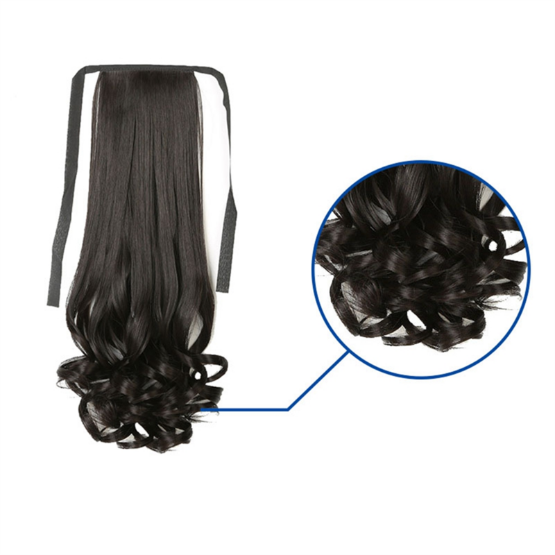 Женский длинный кудрявый парик 58 см, парик для конского хвоста в стиле грушевого цветка, большой волнистый парик, реалистичные длинные кудрявые волосы, хвост C
