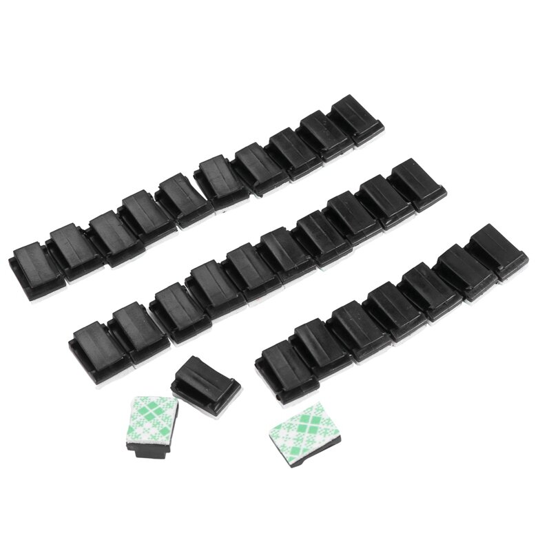 60X Cable Holder Cable Clip Cable Clamp Self-Adhesive Black