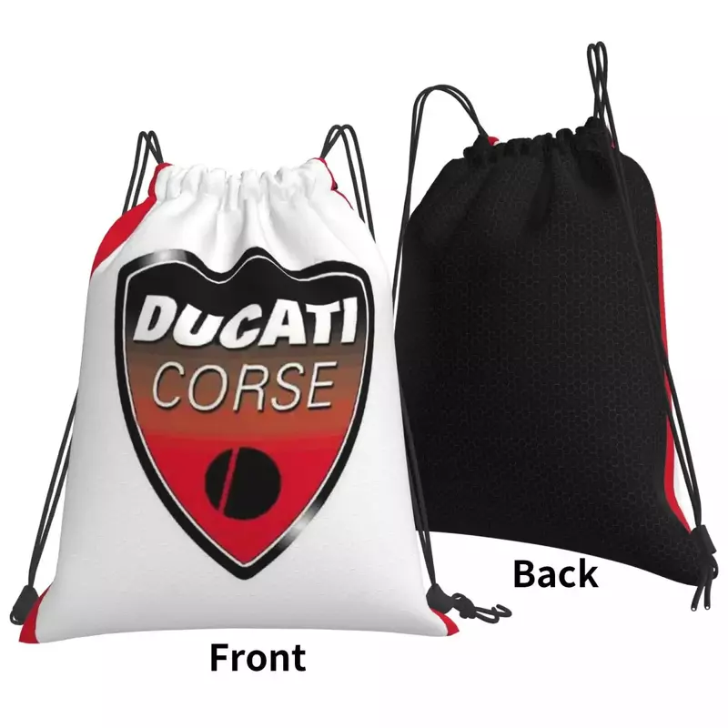 Super Bike Ducati Corse Backpack Fashion Portable Drawstring Bags Drawstring Bundle Pocket Sports Bag BookBags For Travel School