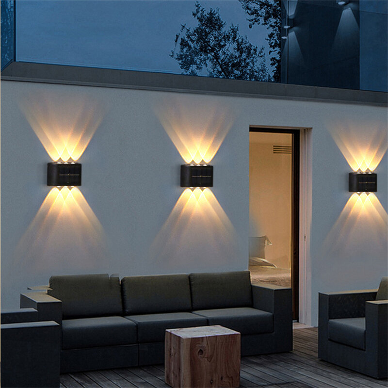 Luz LED Solar de pared para exteriores, lámpara impermeable IP65, 6LED, para patio trasero, jardín, garaje y decoración de caminos, luces solares de pared