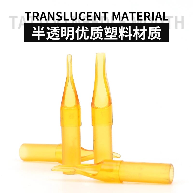 50Pcs Disposable Tattoo Machine Gun Nozzle Tips Yellow Plastic Steriled Assorted Permanent Makeup Needle Tubes Mouth Supplies
