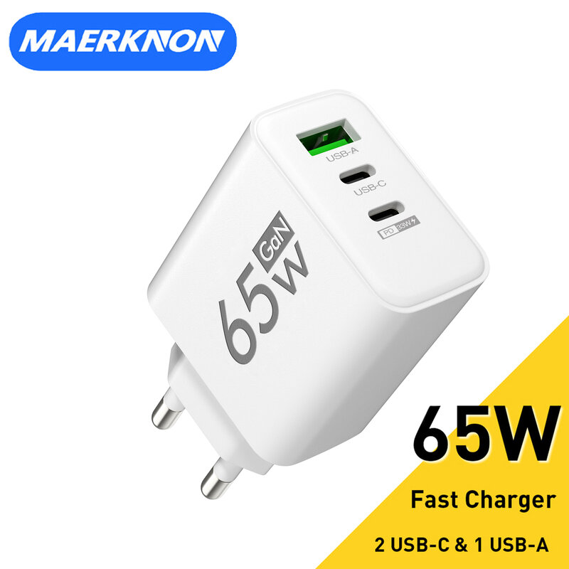 65W USB C Charger GaN Fast Charging Charger PD Quick Charge 3.0 Wall For Phone Adapter For iPhone Xiaomi 13 POCO Samsung Oneplus