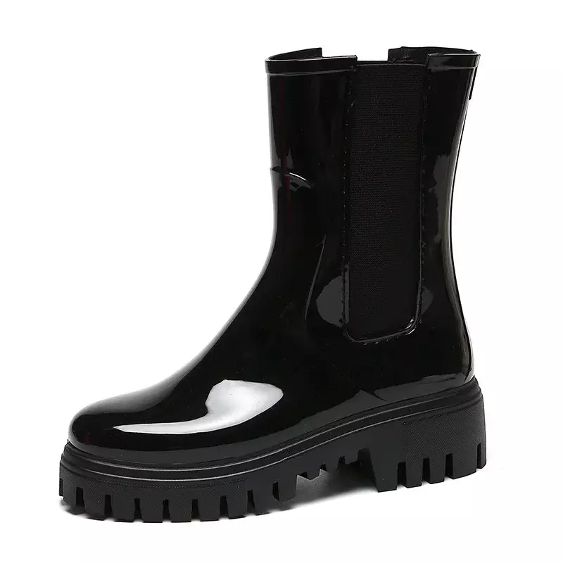 Women Outer Wear Rain Boots Cute Waterproof Shoes Short Middle Slip Shoes Women Rain Boots Solid Thick Sole Rubber Shoes Fashion