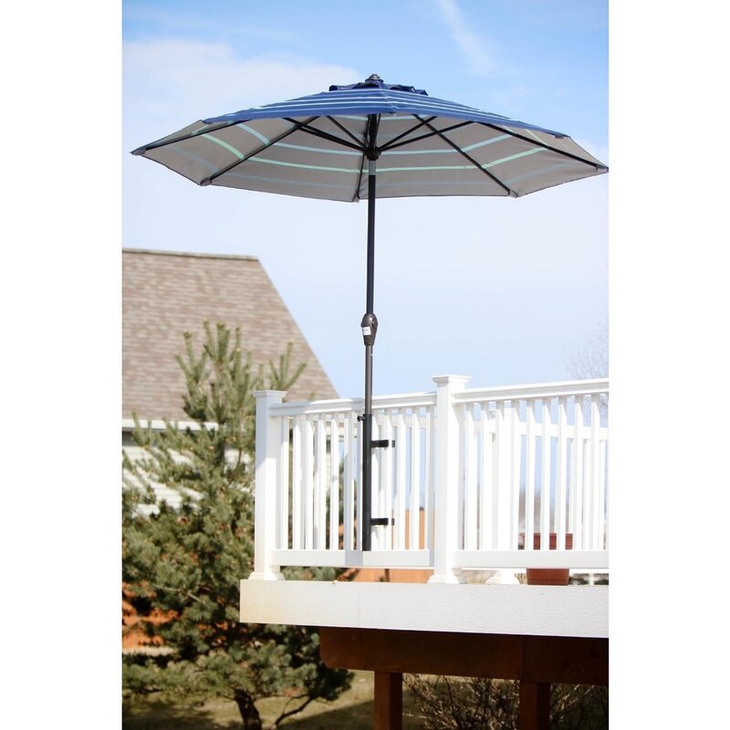 Uchwyt na parasol tarasowy| Podstawa i mocowanie do parasola zewnętrznego| Attaches to Railing Maximizing Patio Space and Shade (biały)