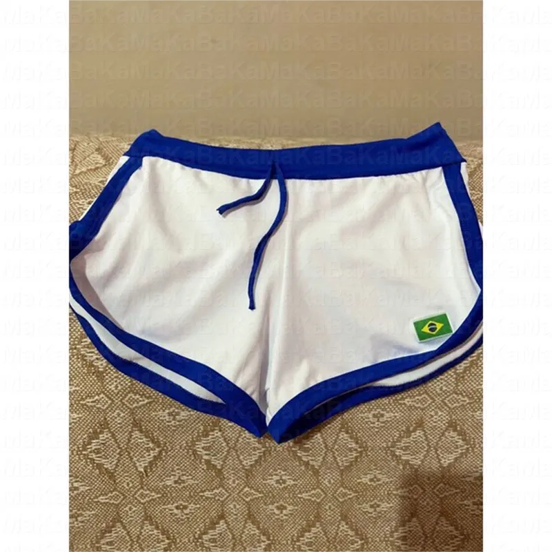 Pantalones cortos de pierna ancha para mujer, Shorts informales con bordado de bandera brasileña, góticos, con cordón, cintura elástica, Y2k