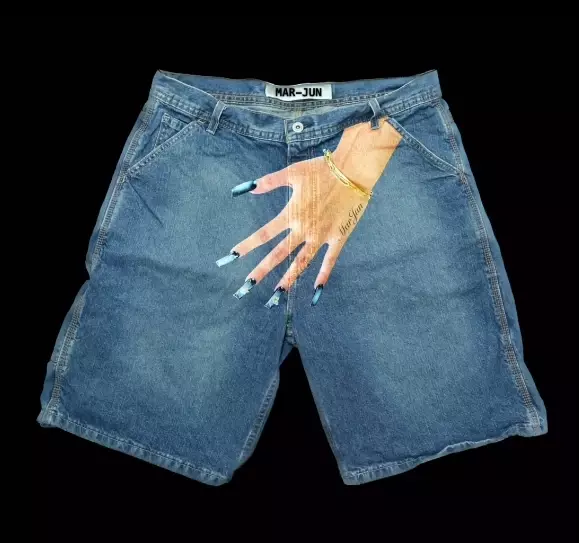 Calção de mão jeans Hip Hop Y2K masculino, calça larga azul, moletom gótico, Harajuku, basquete, retrô, impressão gráfica, academia