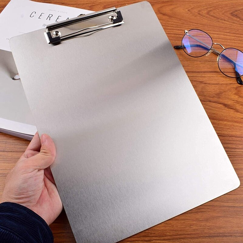 10X Metal Clipboard Folder A4 Stainless Steel Clip Board Bill Storage Folder Writing File Board Menu Splint For Business