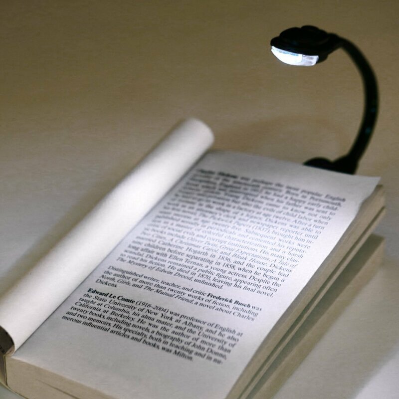 Mini flexível clip-on brilhante livro luz, branco LED livro lâmpada de leitura, compacto e portátil, estudante dormitório luzes