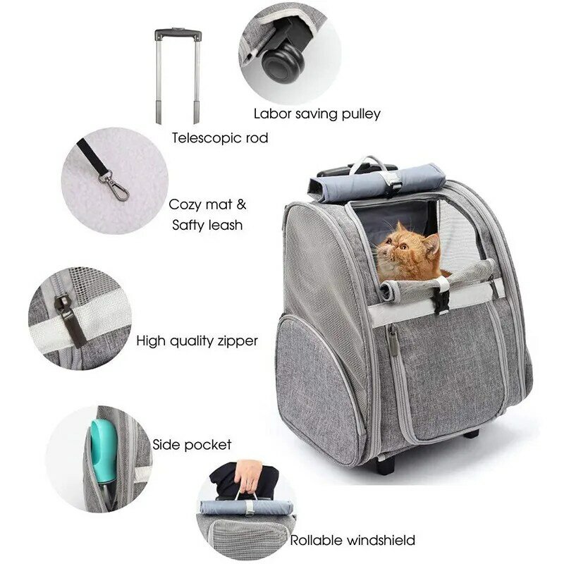 Pet Rolling Carrier Bag Dog Backpack Cats Puppies Travel Bag Dog Trolley Airline Approved With Wheels