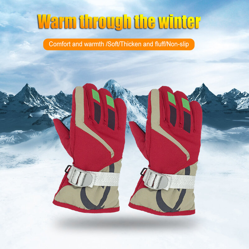 1 paio di guanti da sci per bambini guanti impermeabili protezione da sci viola