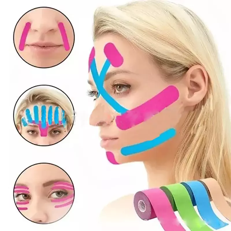 2,5 cm * 5m Kinesiologie v Linien band für Gesicht Hals Augen heben Falten entferner Aufkleber Gesicht Hautpflege-Tool Schutz verband