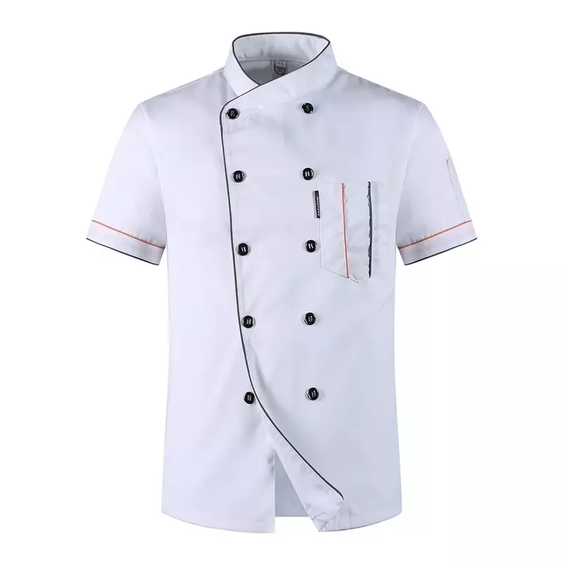 Veste de chef cuisinier à manches courtes, manteau de boulanger barista, uniforme de travail, vêtements d'hôtel WaClaRestaurant
