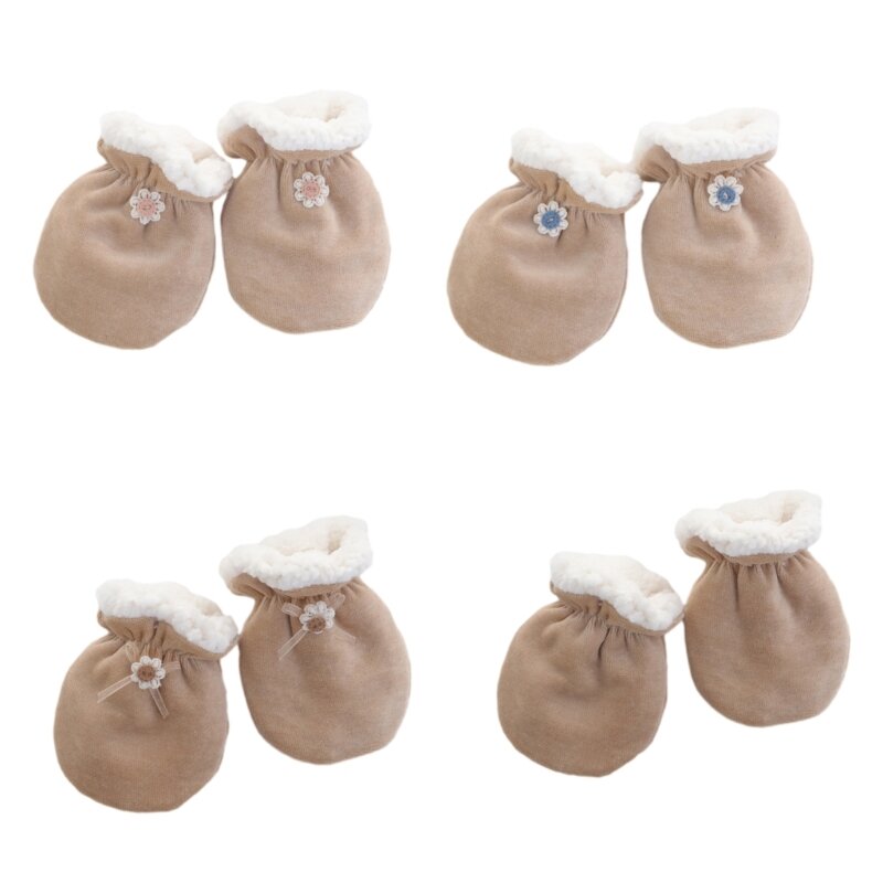 Baby Winter Mittens Soft Fleece Full Finger Gloves Warm Infant Gloves Newborn Anti-Grab Mittens for Cold Weather D7WF