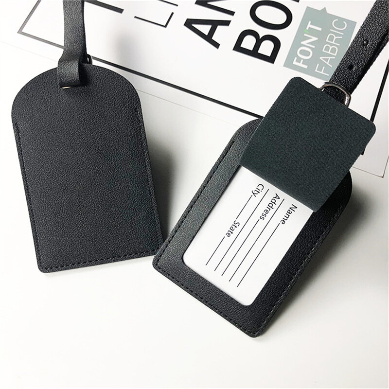 1 pz moda da viaggio tinta unita in pelle PU etichetta per bagagli valigia etichetta per bagagli accessori da viaggio nome ID indirizzo etichetta portatile