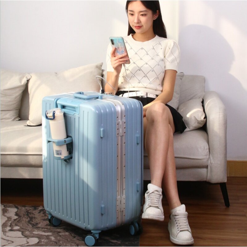 Multifunctional front opening charging password boarding trolley box