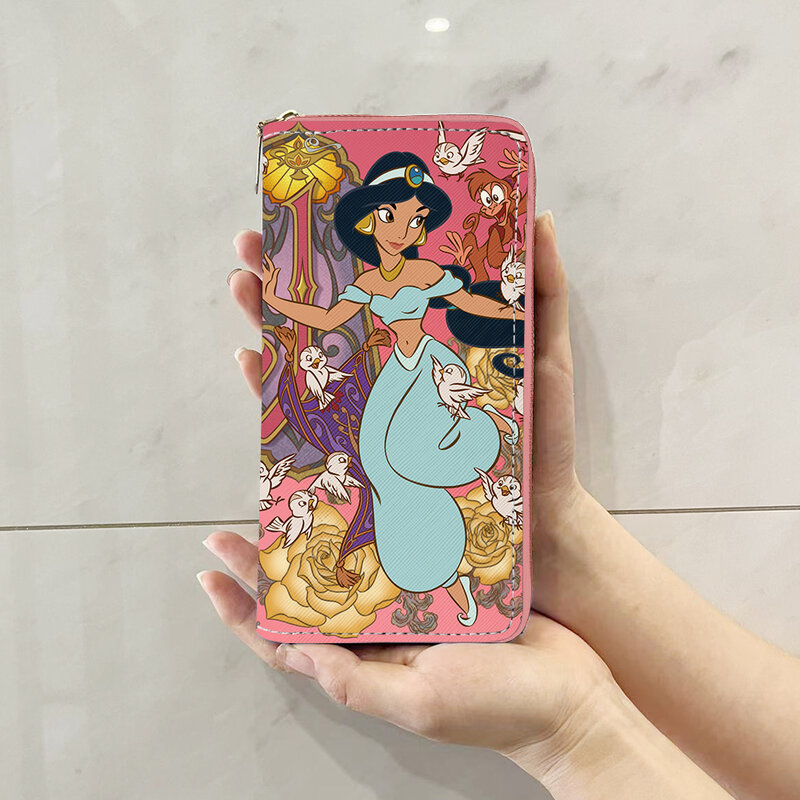 Disney Princess Beauty Beast Anime Pastas, Carteira dos desenhos animados, Zipper Coin Bag, Casual Bolsas, Bolsa De Armazenamento De Cartão, Unisex Gift