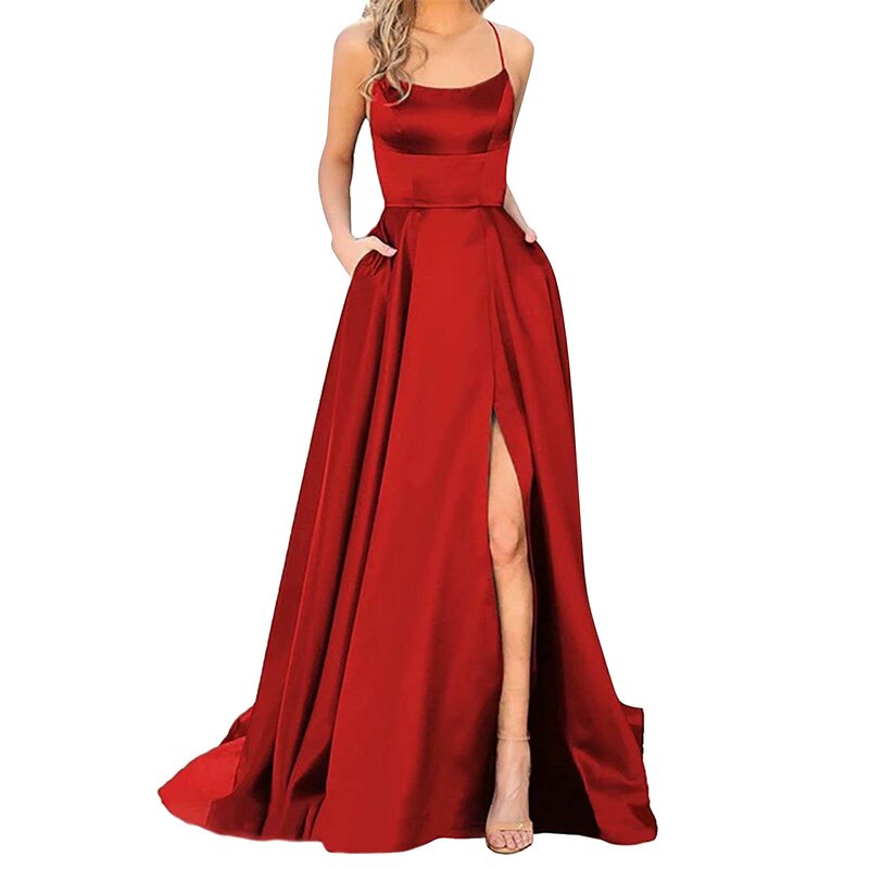 Женское винтажное платье, Элегантное Длинное Платье с открытой спиной, винного цвета, для выпускного вечера, свадьбы, в пол, вечернее платье для женщин