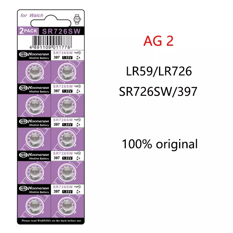 100% original 10PCS AG2 397 LR726 397A L726F SR726SW 1,55 V Lithium-Batterien Taste Batterie Uhr Batterie