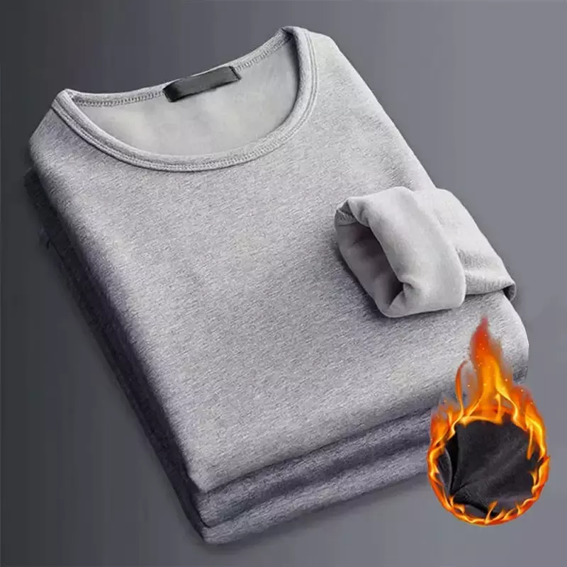 Camisa térmica de 1 manga para hombre, camisa de piezas larga y suave con cuello en V O, Color negro sólido, ropa interior