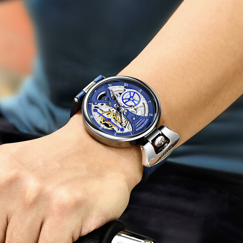 LIGE-ساعة كوارتز رجالية إبداعية مع حزام من الجلد ، مقاوم للماء ، التاريخ التلقائي ، الفاخرة ، والأزياء ، هدية الرجل النبيل ، صندوق