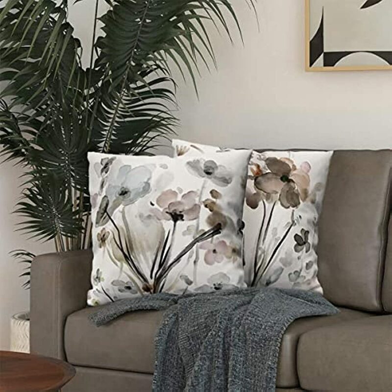 Flower Throw Pillow Covers Flowers Pillow Cushion Cases Modern Decorative Square Pillowcases for Sofa Couch Bedroom Living Room