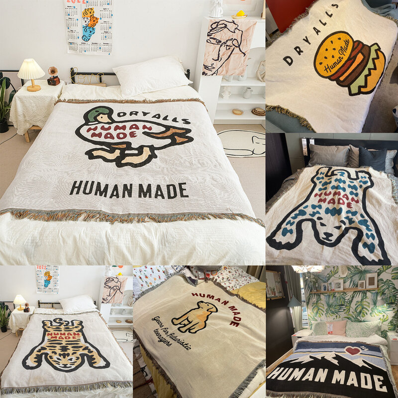 Couverture de dessin animé HUMAN MADEs, housse de siège de canapé en canard, serviette en coton, couverture de loisirs japonaise pour lits, décoration de chambre