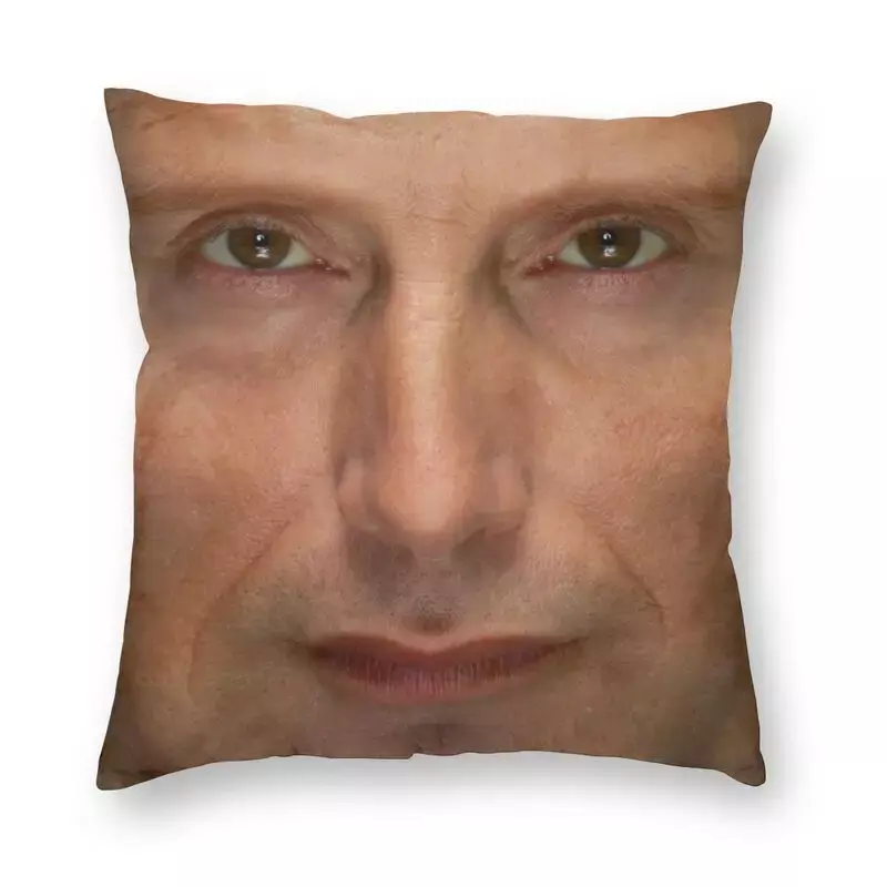 Mads Mikkelsen Hannibal Face Cushion Cover Two Side Printing TV Show Floor Pillow Case per auto federa personalizzata Home Decor