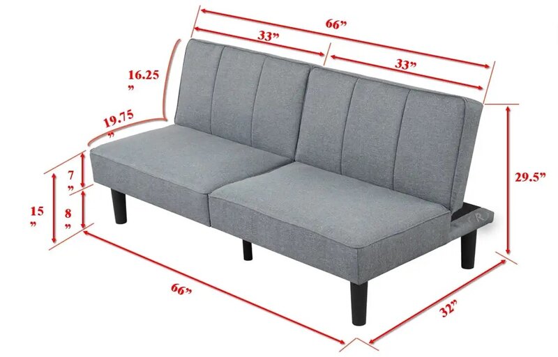 Студийный футон, серый льняной диван, комплект мебели для гостиной