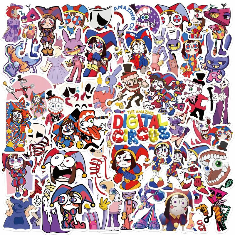 56 stücke Cartoon digitale Zirkus Serie Graffiti Aufkleber geeignet für Laptop Helm Desktop-Dekoration DIY Aufkleber Spielzeug
