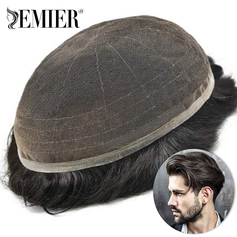 New Full Lace Men Toupee Breathable 6" Male Capillary Prothesis Human Hair Replacement Systems Men's Wig Natural Wig For Men