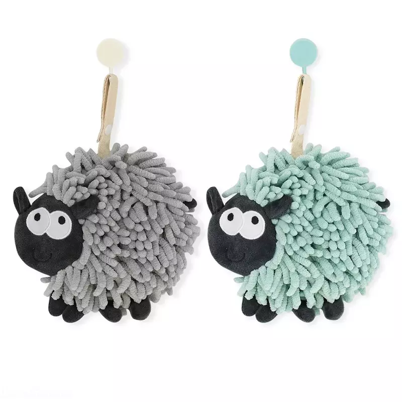 Chenille Hand Towel 2 Pcs Soft Absorbent Chenille Ball Towel Quick Drying Hand Microfiber Towels with Loops for Bathroom/Kitchen