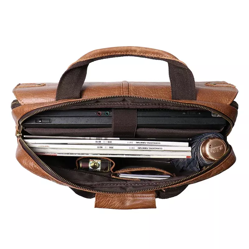 Vintage Leather Men's Briefcase Shoulder Messenger Bag Laptop Handbag