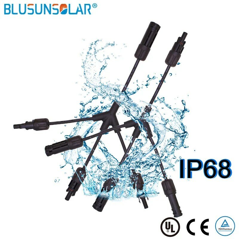 IP68 1500V Solar Kabel Stecker 2T 3T 4T Zweig Stecker 30A 50A Parallel Y Draht Montage