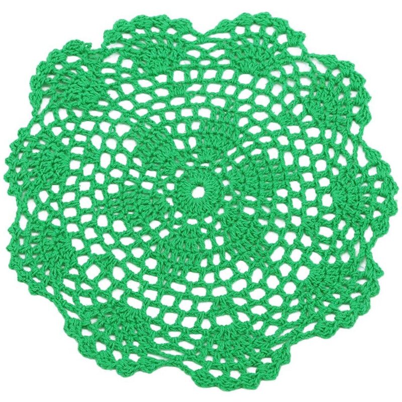 BomHCS rajutan renda serbet Set buatan tangan Crochet cangkir kopi tikar sukulen tanaman dekorasi tikar 4 buah
