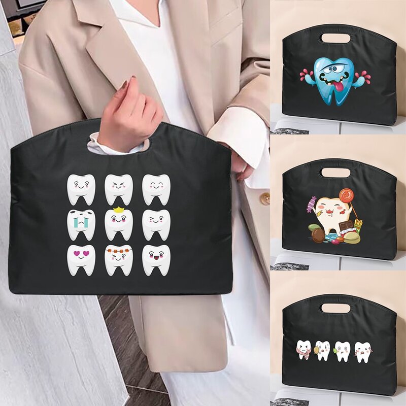 Business Briefcase Teeth Pattern Printed Laptop Office Totes Case Sleeve Organizer Top-Handle Bag Conference Document Handbag